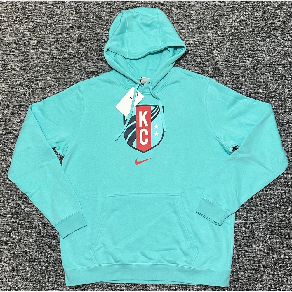 Nike Kansas City Current NWSL Mens Teal Large Fleece Pullover Hoodie M31777D